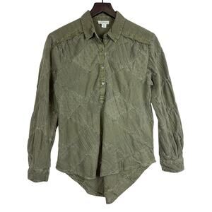 Sundance Green Simply Shannon Patchwork Popover Shirt Top Cotton - PXS Petite